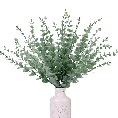 CEWOR 24pcs Eucalyptus Stems Artificial Eucalyptus Leaves...
