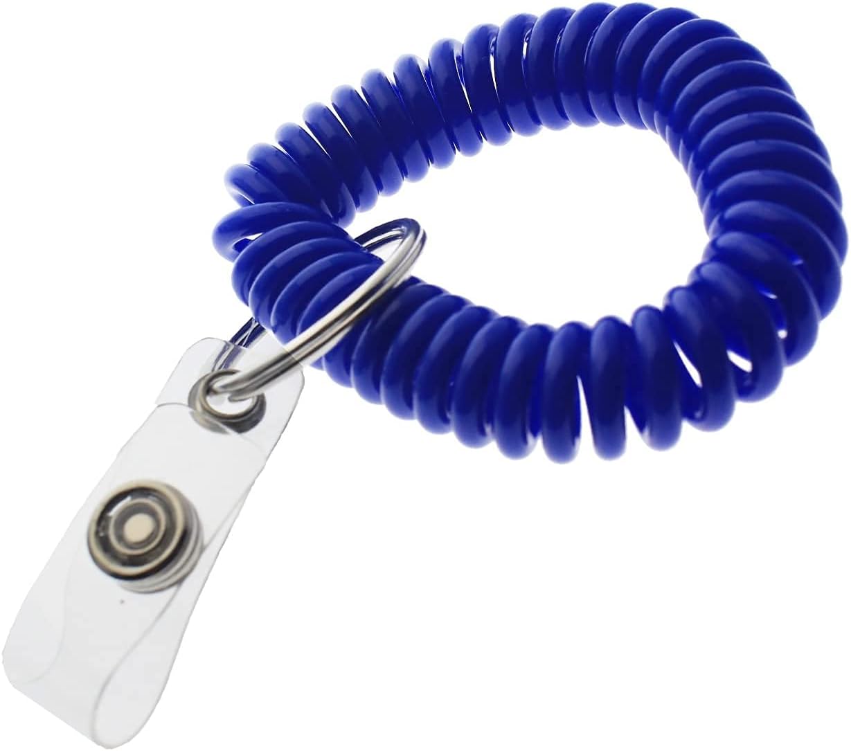Specialist ID Bulk 25 Pack - Ultimate Wrist Coil Badge Holder for Work and Play - Premium Elastic Spiral Bungee Camper Keychains & Key Chain Ring (One Size Fits All) (Royal Blue)