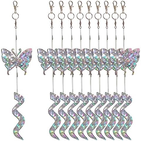 Upgraded Bird Scare Discs - Reflective Bird Reflectors, Keep Birds Away from Your House and Garden, Butterfly Style, 10 Sets Cover