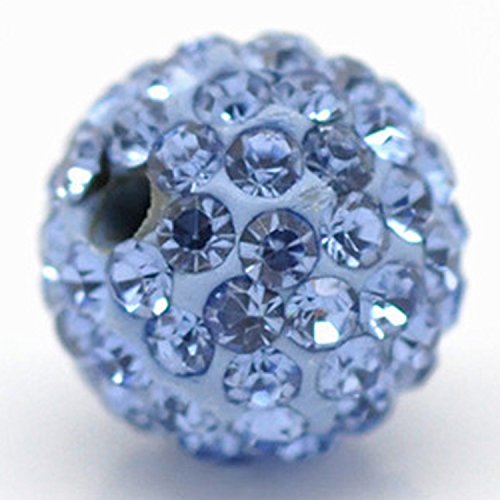 RUBYCA Pave Czech Crystal Disco Ball Clay Beads fit Shamballa Jewelry (20pcs, 10mm, Light Sapphire Blue)