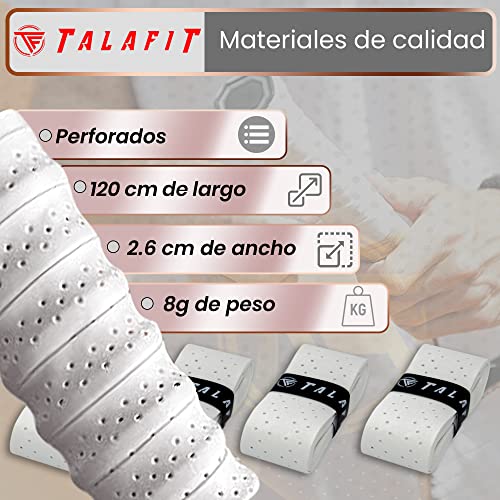 Miniatura 3 de Talafit Overgrips Padel Ultra Adherentes - Grip Padel Modelo Pro - Empuñadura Pala Padel - Overgrip Pádel Perforados - - Grip Tenis - Accesorios Padel - Máximo Agarre Tambor 30