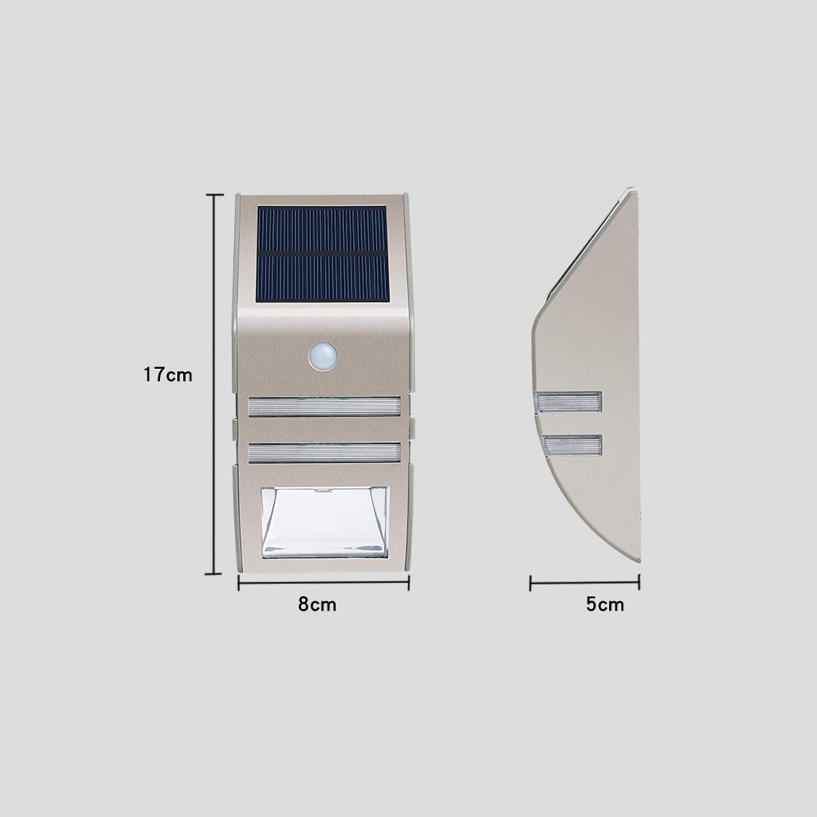 Lampada da Parete a LED Solare, alimentata a Batteria, con sensore di Movimento, Impermeabile IP65, Illuminazione Esterna dal Design Moderno per Cortile, vialetto e Giardino.