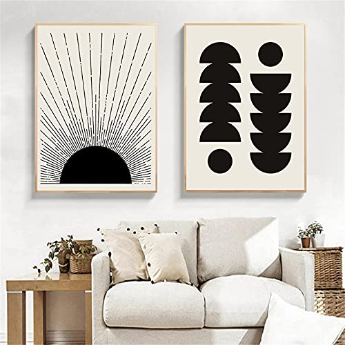 Toile Peinture Boho Soleil pour réchauffer la décoration murale d'un salon scandinave