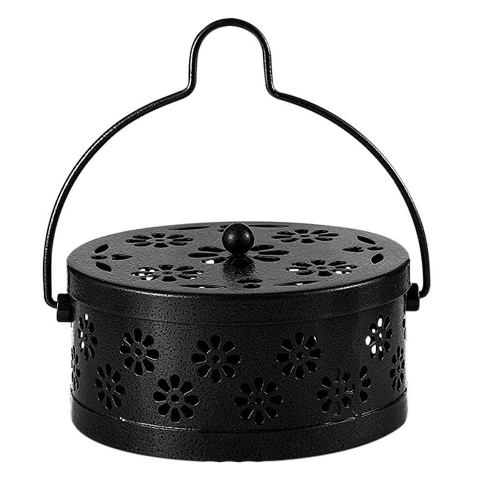 Cenpek Black Mosquito Coil Holder, Retro Portable Mosquito Incense Burner For Home And Camping (Black)