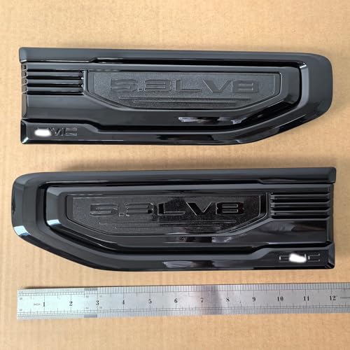 Image of 2pack OEM 2019-2026 5.3L V8 Vent Emblem Right Left 3D Nameplate Badge Replacement for Sierra 1500 85160715 86532087 (Gloss Black)