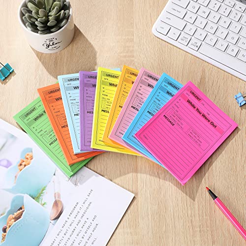 9 Pieces While You Were Out Pads 4 X 5 Inches Assorted Colors Sticky Notes Adhesive Message Pads Urgent Notes For Work Call, Office Supplies, 50 Sheets/Pad (Fluorescent Colors) #TOP2