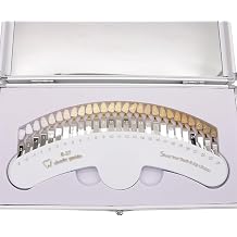 27-Color Teeth Shade Guide Kit - Portable Dental Whitening Chart with Case & Mirror, Home/Clinic Use