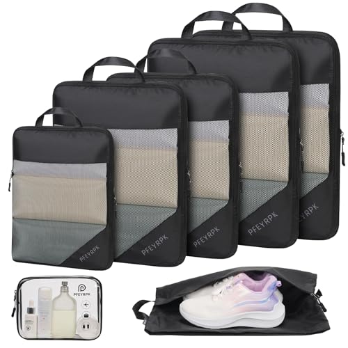 PFEYRPK Compression Packing Cubes for Travel - Compressible, Lightweight, and