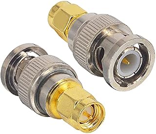BOOBRIE SMA Male to BNC Male RF Coax Adapter SMA to BNC Connector BNC Male to SMA Male Antenna Adapter Coax Jack Connector for SDR Ham Radio Baofeng UV 5R uv82 V-5r5 Two Way Handheld Radio Pack of 2