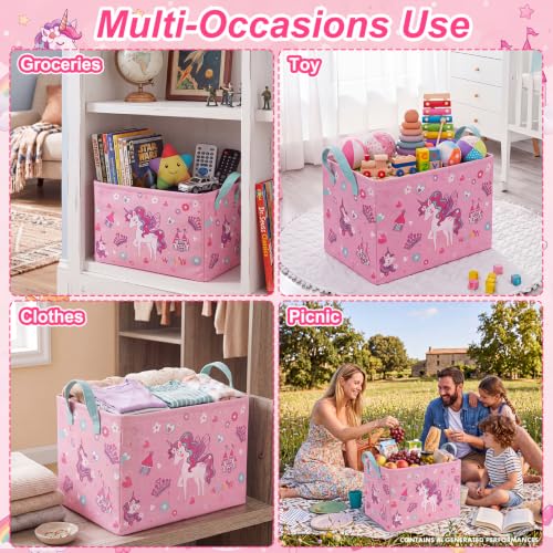 Rectangular Storage Basket with Handle, Cute Basket Empty Toy Collapsible Storage Bin Organizer Box Room Decor Books Bins, Gift Basket (Unicorn) by YOYTOO - Image 3