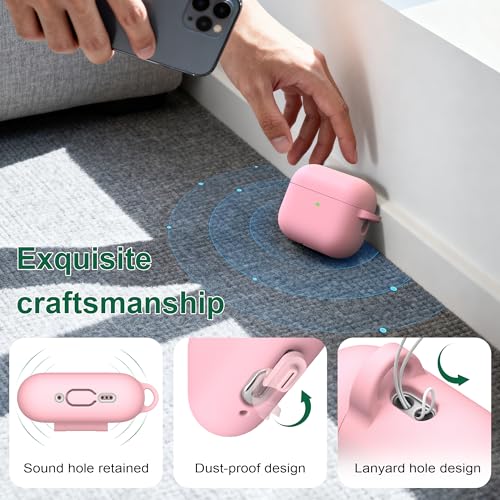 Image of R-fun for AirPods Pro 3rd Generation Case with Cleaner Kit, Soft Silicone Protective Case Cover for Apple AirPod Pro 3 for Women Men, AirPods Pro Case Accessories with Keychain, Pink
