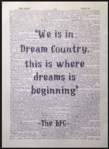 Parksmoonprints Roald Dahl The BFG Quote Print Vintage Dictionary Page Wall Art Picture Dreams