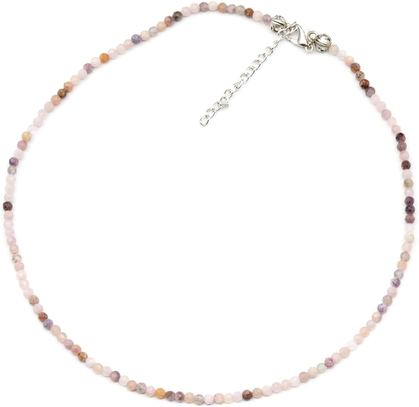 ElisaJewelryArt - Natural 3mm Labradorite Choker Necklace Genuine Gemstone Strenght Stone Clasp Closure Necklace Unisex Necklace