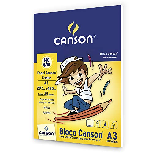 Bloco Desenho Creme A3 140g/m², Canson, 66667073, Creme, 20 Folhas