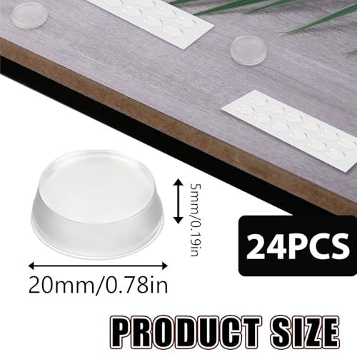 24 Stück Antirutsch Pads Glasplatte Schutzpuffer Abstandshalter Transparente 20mm x 5mm Gummi Glas Tischpltte Greifer Silikon Punkte, Gummipads zur Kontrolle der Bewegung der Glas-Tischplatte