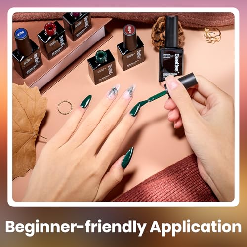 Image of Beetles Fall Gel Polish Set, Dark Brown Burgundy Red Green Colors