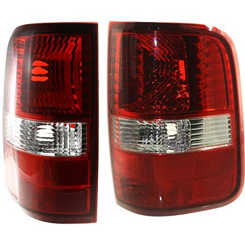 LORKDEEM Powersports Tail Light Assemblies,Pair Tail Light For 2004-06 Styleside Exc Trim Red and Clear,Easy to install,Free return
