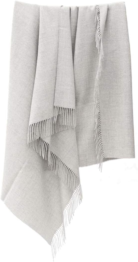 100% Baby Alpaca Wool Lightweight Throw Blanket Solid Color Design Baby Alpaca Wool Blankets for Bed Couch Sofa Soft Warm Peru 72" x 52" (Silver Gray)