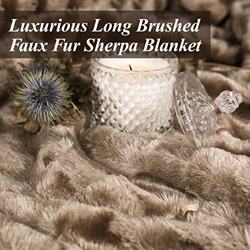 Ailemei Direct Fluffy Faux Fur Full/Queen Size Blanket For Couch, Soft Fuzzy Sherpa Blankets Reversible, Warm Cozy Brushed Furry Big Large Bed Blanket For Fall Winter, Plush Comfy Blanket, Brown #TOP6