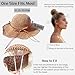 Womens Straw Beach Sun Hats, Foldable Packable Floppy Handmade Crochet Hats for Women,Large Summer Vacation Wide Brim Bow Hat, Khaki
