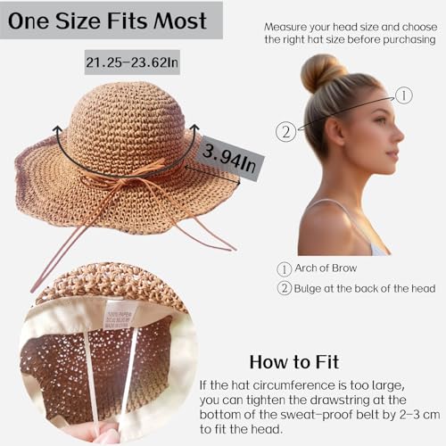 Sombrero de playa de paja para mujer, plegable y hecho a mano miniatura 2