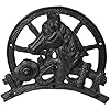 Mygift wall mounted garden hose reel western cast iron horse and wagon storage rack for outdoor water hose decorative frontier themed hook for hanging gardening equipment  urban country home decor