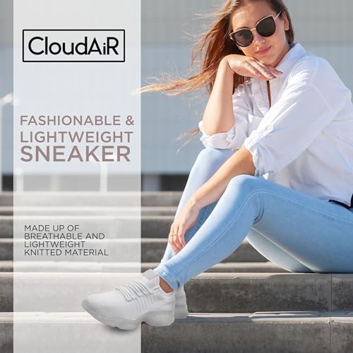 Image of CLOUDAIR Vesta Women's Sneakers: Casual Running, Walking Arch Support Shoes, Lightweight Slip-On Sock Design, Non-Slip Work Shoes for Women, Comfortable Air Cushioned Platform Sneakers