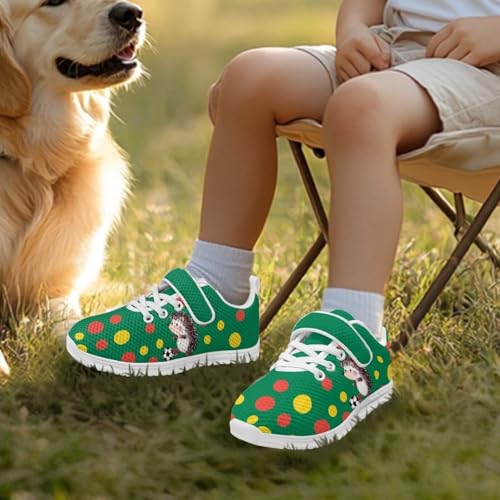 Little Kid Boys Girls Shoes Lightweight Mesh Breathable Adorable Running Sneakers for Little Kid and Big Kid Hedgehog Soccer Pattern White Sole3
