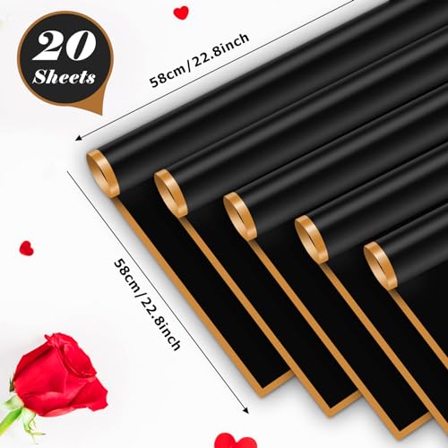 20 folhas de papel de embrulho de flores, buquê floral impermeável, papel de embrulho de flores pret