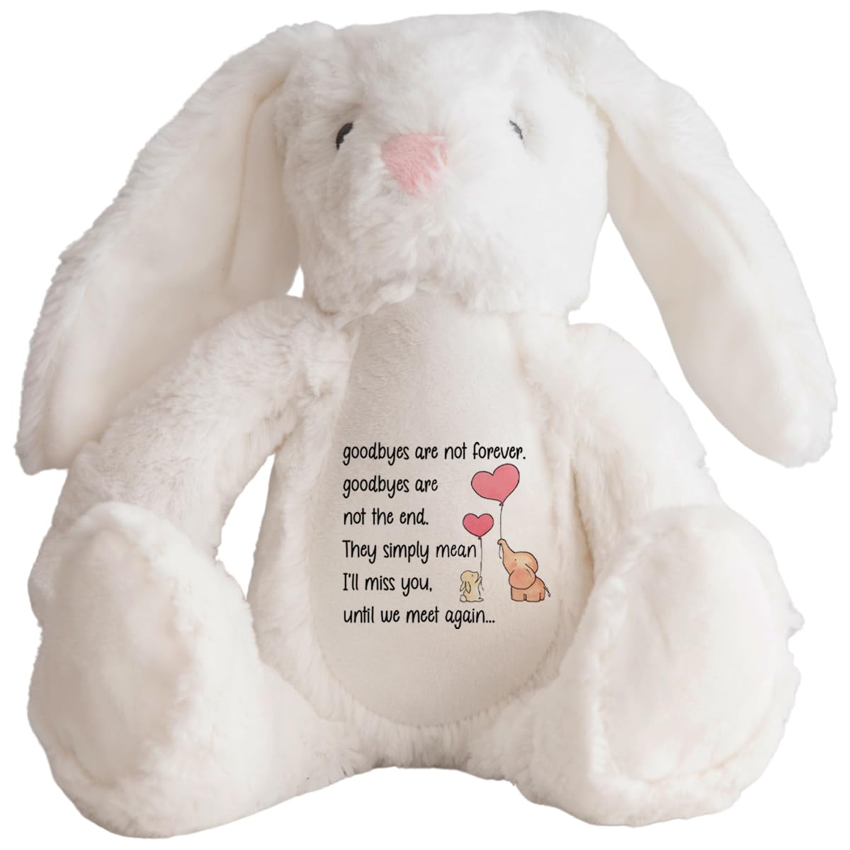 Personalised Bereavement Bunny Teddy Bear – Sympathy Gift for Grief and Loss – Customised Comfort Teddy for Someone Who Is Grieving – Thoughtful Gift for Bereavement Support (Goodbyes, White)