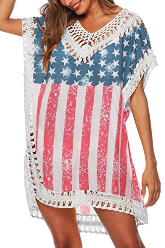 Image of Adisputent Womens Swimsuits Cover Ups Crochet Chiffon Beach Cover Bathing Suit Bikini Wear Coverups Dress