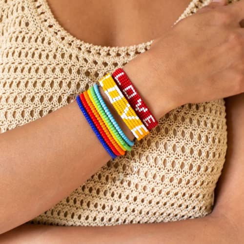 Ubuntu Life Bead Bracelet – Handmade, Single Strand Glass Bead Bracelet With Slide Closure, Made From Vegan Materials, Stackable Bohemian Bracelets For Women And Men (Orange) #TOP4