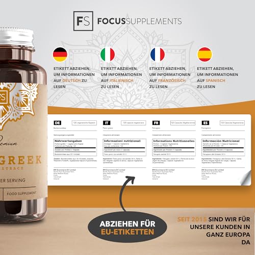 FS Bockshornklee | 120 hochwirksame Fenugreek kapseln – 2500mg Fenugreek (aus 33:1-Extrakt) pro Portion | Bockshornklee Ergänzung | Gentechnikfrei, gluten- und allergenfrei | Hergestellt in GB