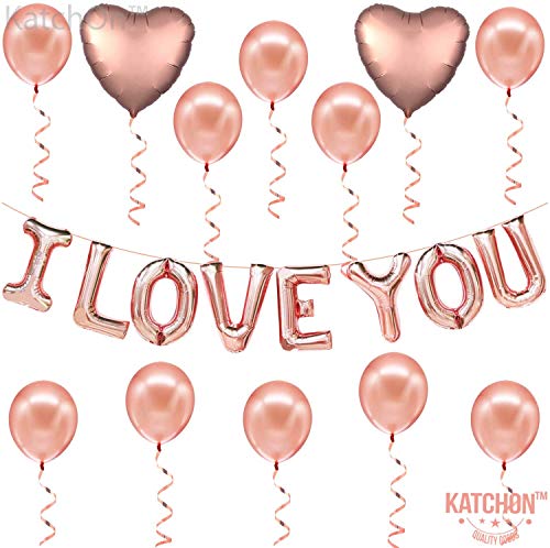 Rose Gold I Love You Balloons for Valentines - Pack of 20 | Rose Gold Valentines Day Balloons | Valentines Balloons Great for Valentines Day Decor | Heart Balloons for Romantic Valentines Decorations
