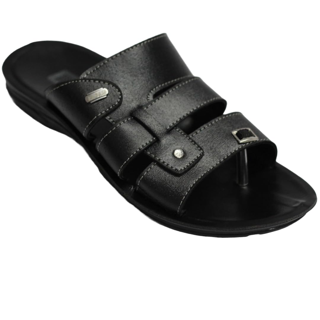Kadam PU Footwear Non-Slip, Water-Resistant Mens Slippers/Chappal for Everyday Use, Ideal for Both Indoor and Outdoor Wear (BLACK, 10) (B0CXDXZDG2) Amazon Price History, Amazon Price Tracker