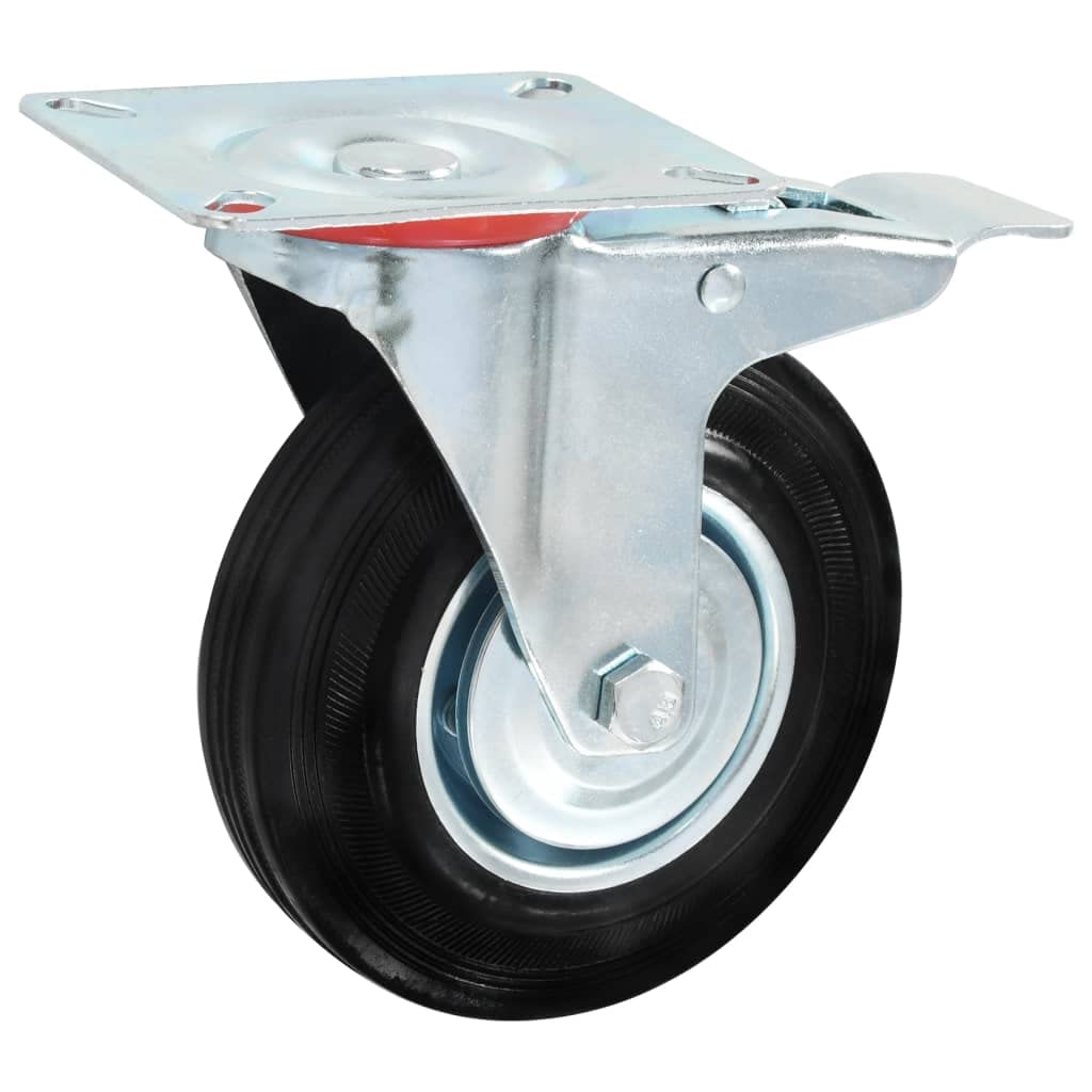 32 ruedas giratorias de goma de 125 mm con revestimiento de zinc de hierro, 16 con frenos, carga máxima de 100 kg, para taller, almacén, industria, carro de transporte, plataforma, banco de