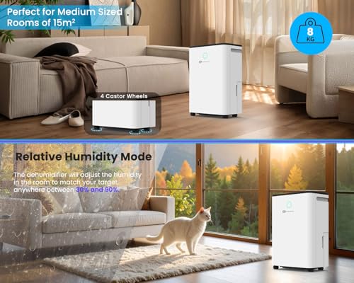 PureMate 12L​/Day Dehumidifier ​for Home, Automatic Humidity Sensor​, Digital Display, 24H Timer, Auto Shut-Off, Continuous Drainage & ​ Laundry Drying,​ Removes Damp, Condensation & Odours. - Image 7