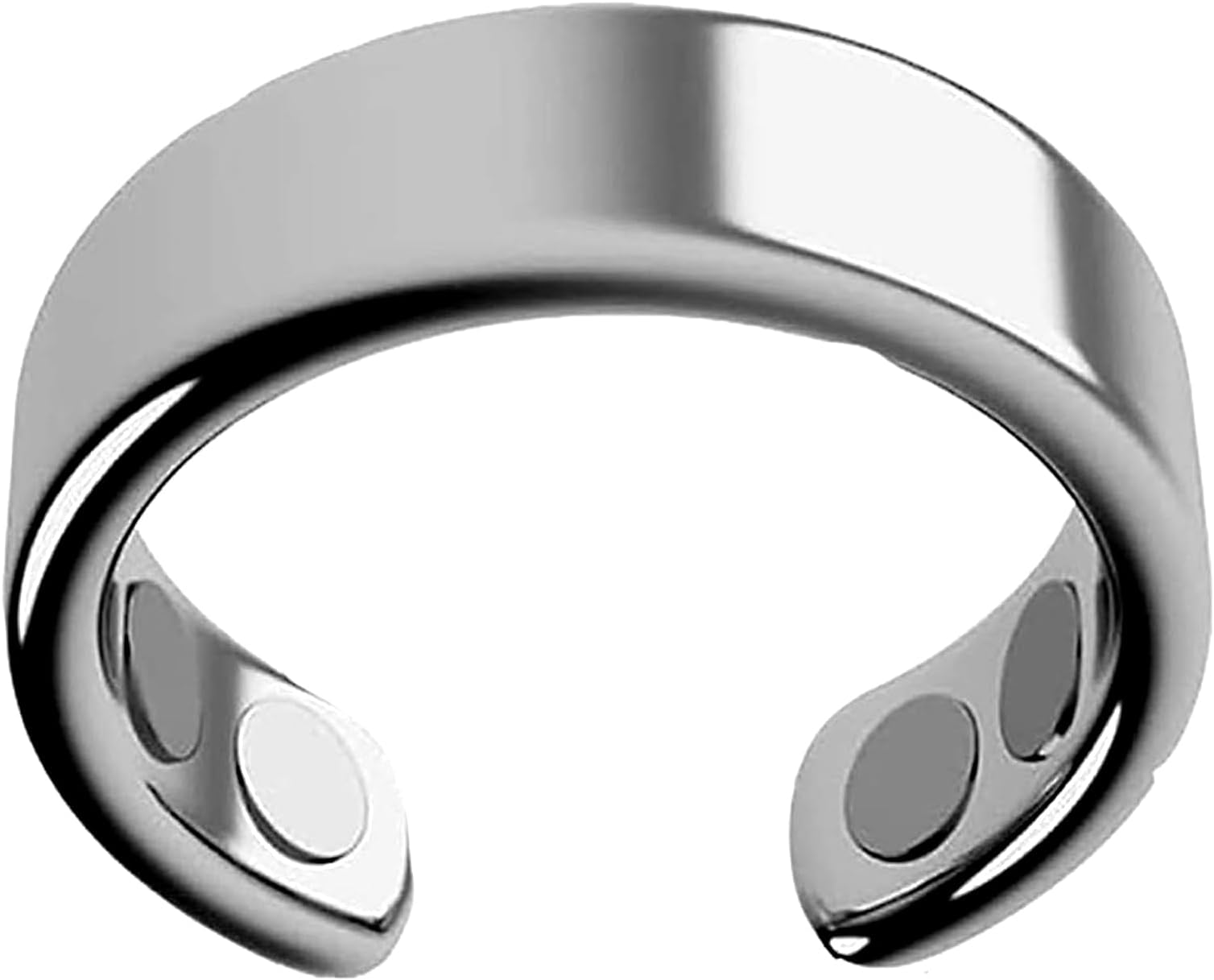 Magnetic Rings for Women & Men, Vayro Ring Stainless Steel Open Adjustable Ring, Fatigue Relief Sleep Aid Magnetic Acupressure Ring (Silver)
