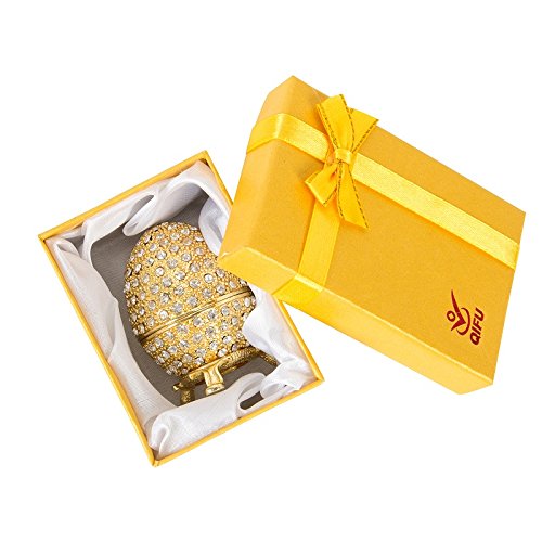 Qifu Small Golden Faberge Egg Style Decorative Jewelry Trinket Box Hinged Unique Gift For Home Decor #TOP5