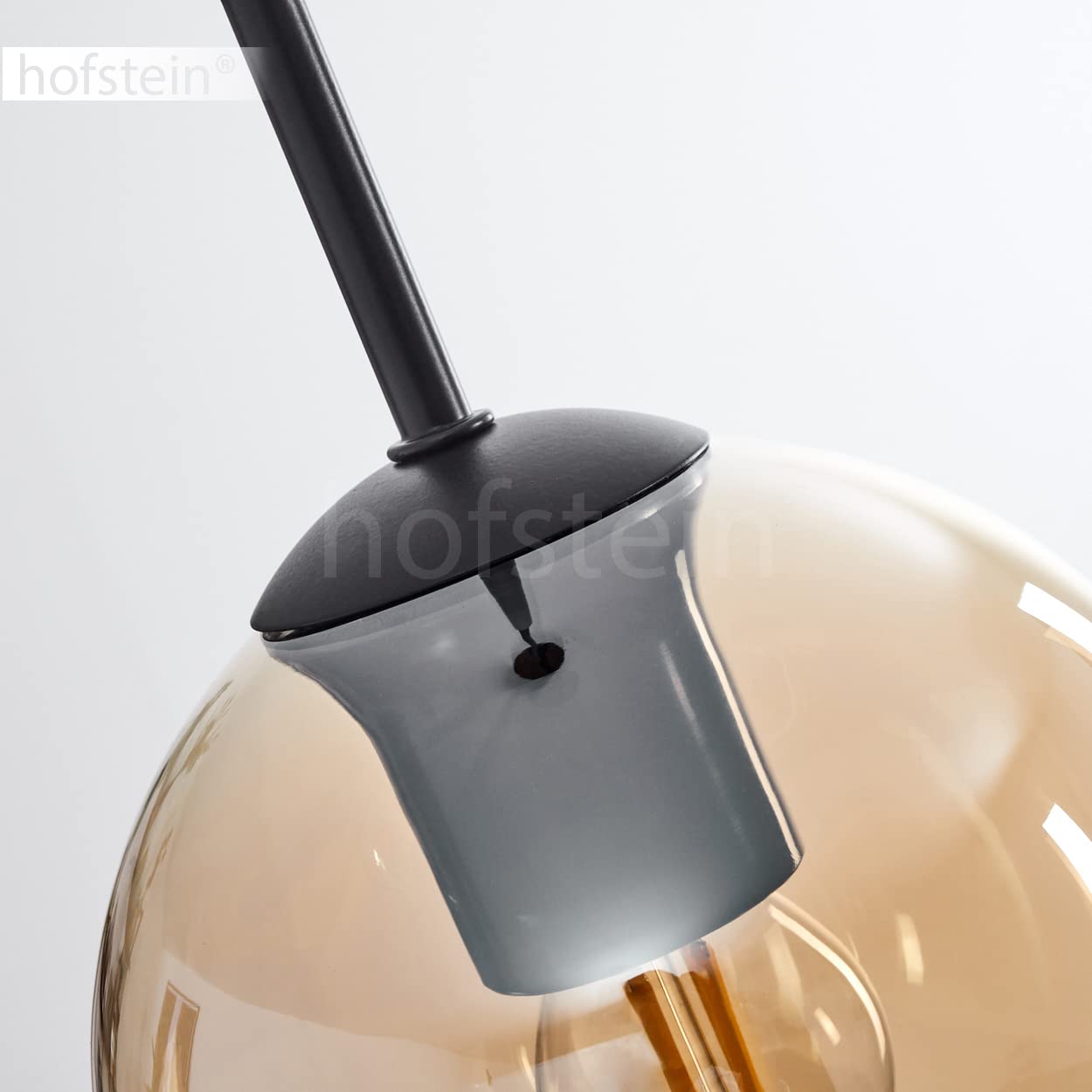 Suspension Koyoto En Métal/verre Noir/ambre/transparent, Lampe Au Design Vintage/rétro Avec Abat-jour En Verre ( 15 Cm, 20 Cm, 25 Cm), Hauteur Max. 147 Cm, 8 Ampoules E27, Sans Ampoule