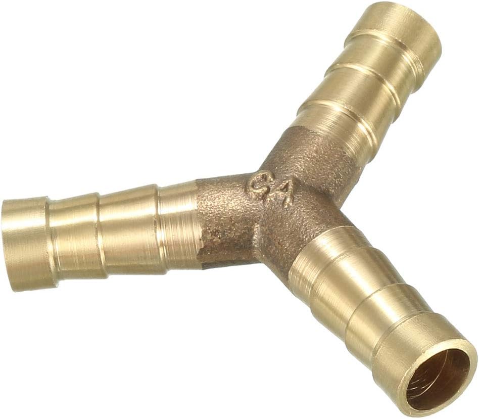 uxcell 6mm Brass Barb Hose Fitting Tee Y-Shaped 3 Way Connector Adapter Joiner