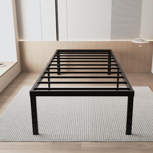 Chezisam 18 'High Sturdy Steel Structure Twin XL Bed Frames Heavy Duty Platform Mattress Base No Box Spring Needed,Bed Frame with Storage Space Under Bed,Easy Assembly,Non-Slip Noiseless