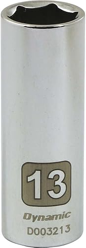 Miniatura 5 de Dynamic Tools D003255 1/4" Drive 6 puntos de zócalo métrico con 0.217 in de profundidad de longitud, acabado cromado