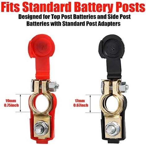 6 Pieces Quick Release Battery Terminals Clamps Negative and Positive, Copper Plate Car Battery Terminal Connectors 12V/ 24V/ 48V Compatible with Boat Truck Car Van, Caravan Battery Connector