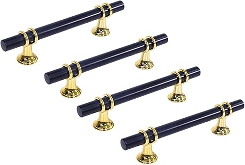 Miniatura 9 de Paquete de 4 tiradores de aluminio estilo art déco, tiradores de cajón de gabinete de cocina color negro, manijas de gabinete de cocina (espacio