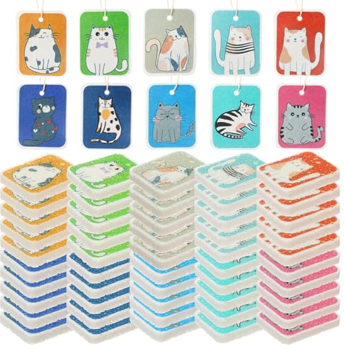 Image of Maxdot 50 Counts Compressed Cellulose Sponges Bulk Cat Style Natural Kitchen Compostable Non Scratch Dish Sponges for Washing Dishes, Cleaning Countertop Sink, Kids DIY