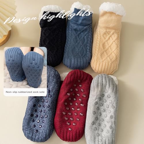 Truecups Fleece Socks, Truecups Thermal Socks, Fleecesox - Fleece-Lined Non-Slip Thermal Slippers Socks, Truecups Indoor Slipper Socks3