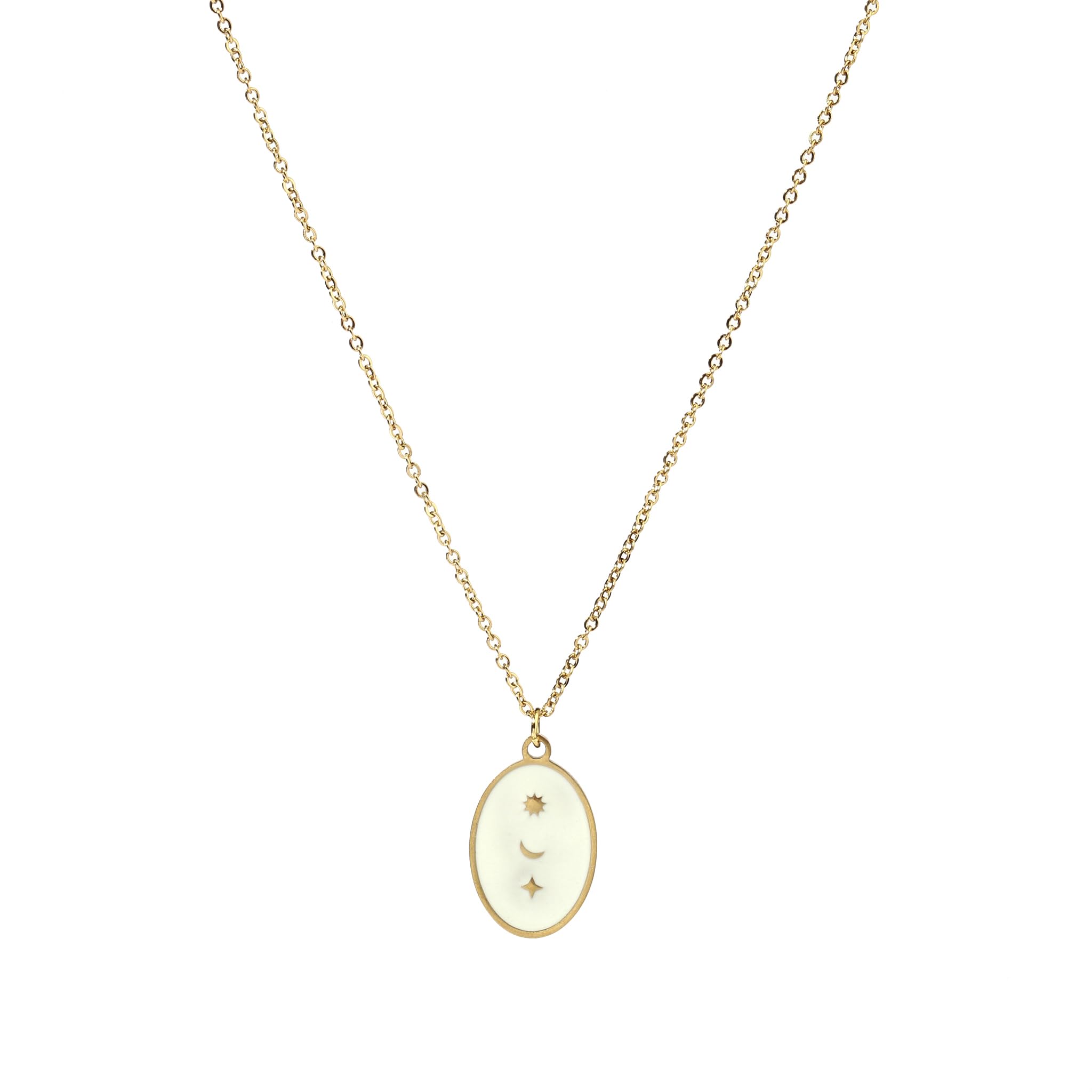 SALTYSun Moon Star Gold Necklace for Women & Girls | Neck Chain | Locket | Necklace | Fancy & Stylish | Aesthetic Jewellery | Everyday Accessories