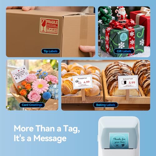 Image of NIIMBOT B1 Pro Label Maker, 300DPI HD Label Printer, Ideal for Photos,Stores,Notes,Study Graphics, Small Business, Built-in a Roll of Label(2 x 1.2 inches-White), Light Blue