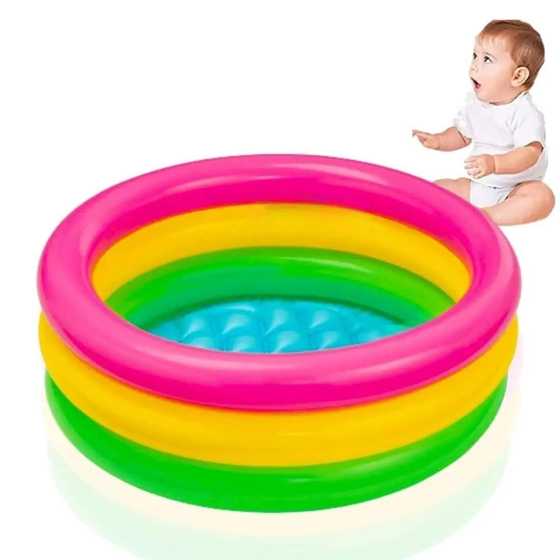 JD PRO Baby Pool Bath Tub for 1-3 Years 2 Feet Round Pool 34" x 10" Sunset Glow Soft Inflatable Baby/Kids | Indoor & Outdoor Swimming Pool for Kids | Multi-Colour-image-23